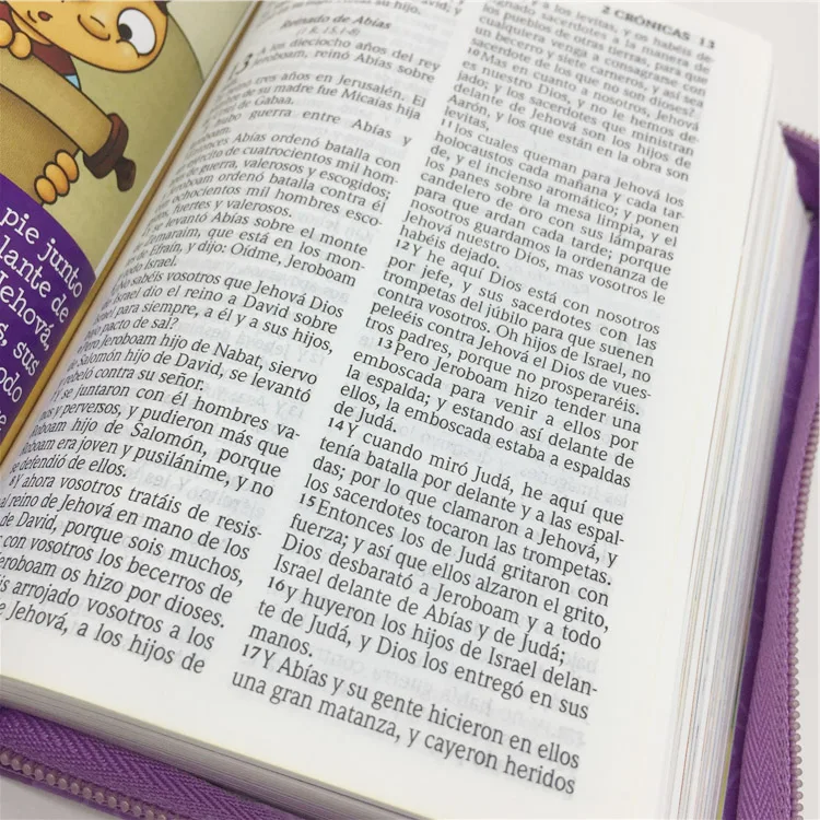 High quality PU leather hardcover holy Bible printing  Zipper PU leather cover for Bible printing