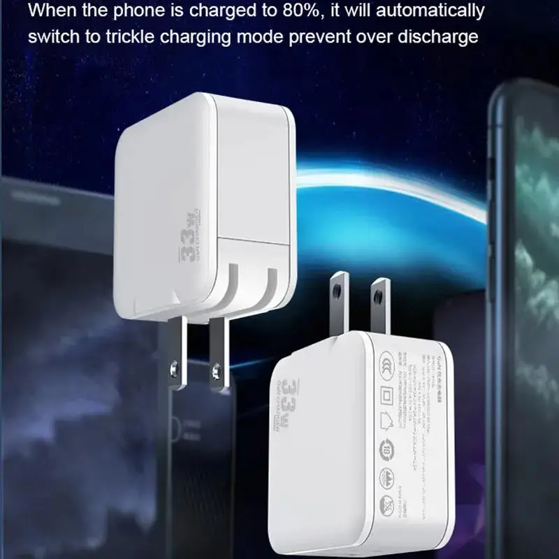 Pogo Foldable Interchangeable US EU Plug 2 Port PDCertified 33W Fast USB C Charger Type C Charger PPS Wall Adapter