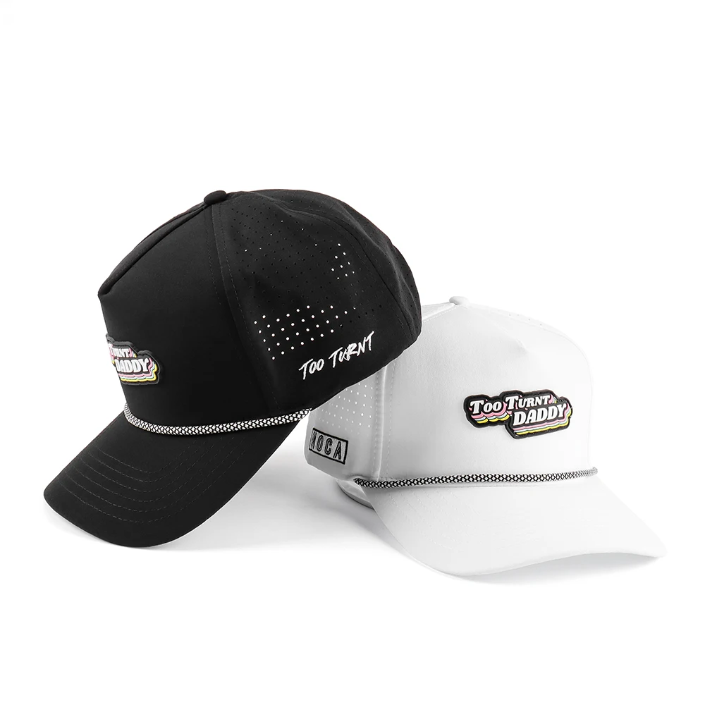 promotional popular plain black 5 panels design logo baseball cap performance perforated waterproof blank golf sports hat
