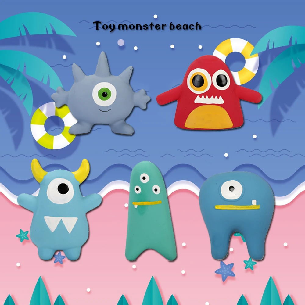 Professional Wholesale Q-MONSTER Latex Squeaky Dog Toys Clay Sculpture Rubber Chew Toy Pet Interactive