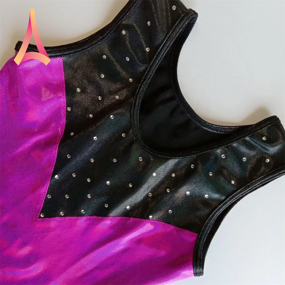 Wholesale shining girls leotards sleeveless gymnastics leotards