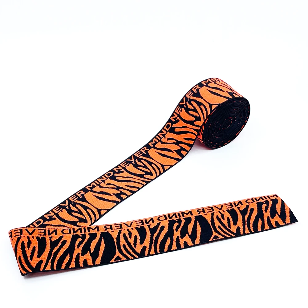 
Professional supply jacquard elastic band 40mm color zebra pattern logo 4cm Animal linessoft elastic band for strap 