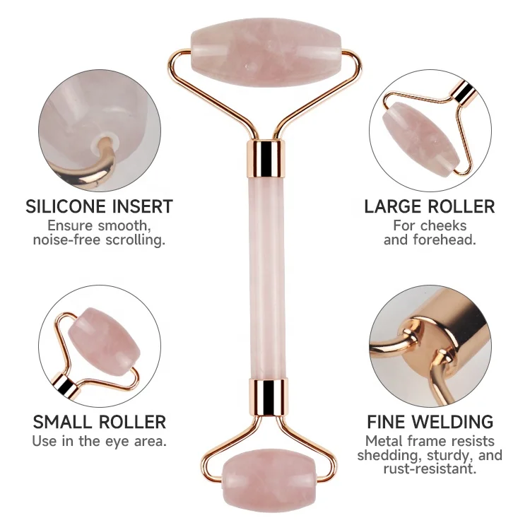 Face Lifting Beauty Massage Tool rodillo de jade Natural Rose Quartz Massager Roller Jade Stone Massage Jade Roller Gua Sha Set