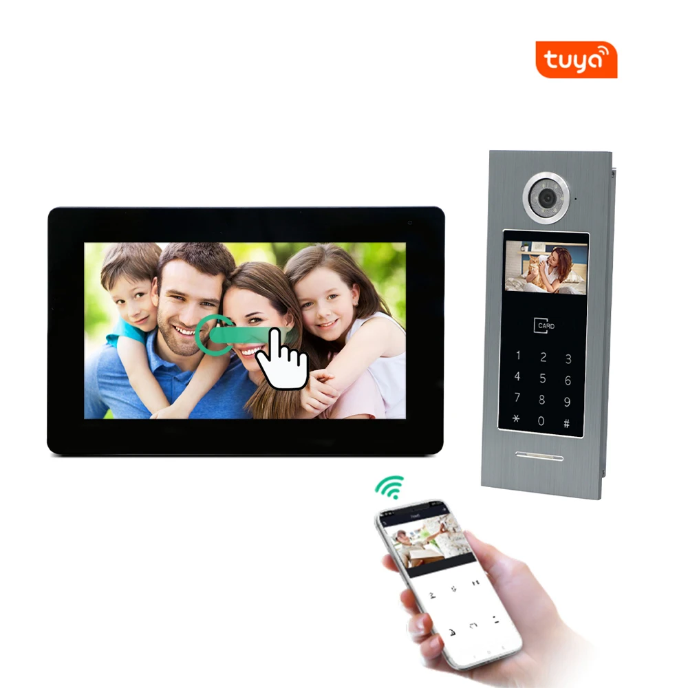 Tuy ip-дверной звонок Многоквартирных Видео домофон телефон с картой доступа клавиатуры для пароль разблокировки