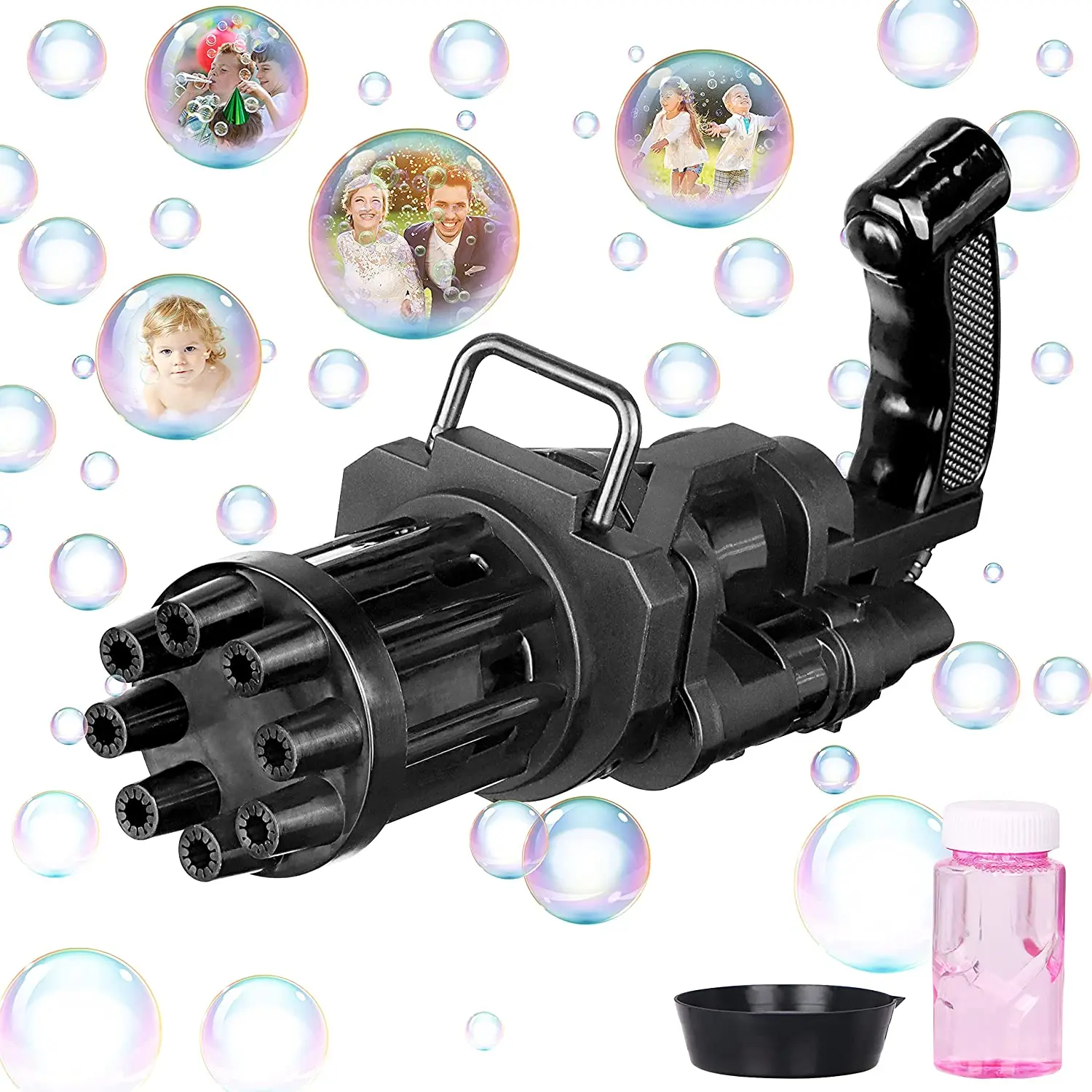 
2021 Wholesale Amazon New Hot Sale Automatic Gatling Bubble Machine Gun for Kids 