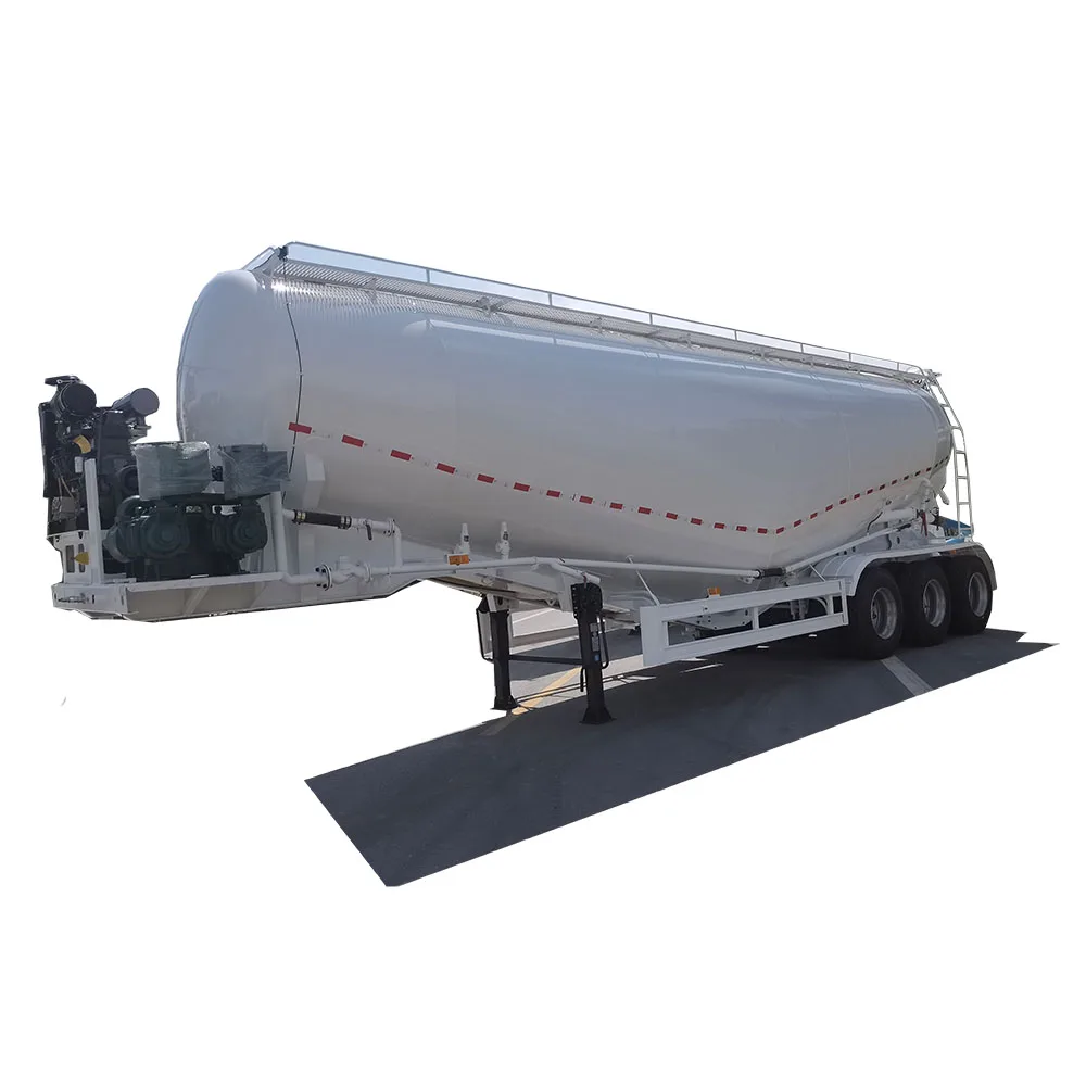 Air compressor discharge powder tank semi-trailer bulk lime Gypsum Cement Powder Flour Transport Granule Powder Tanker
