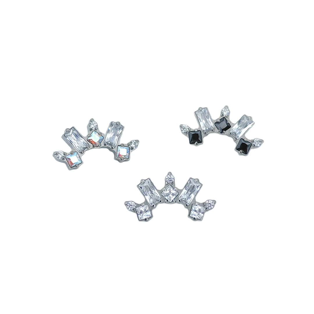 Calendo ASTM F136 Titanium Labret Internally Threaded Crown Zirconia Cluster Lip End  Implant Grade Titanium Piercing