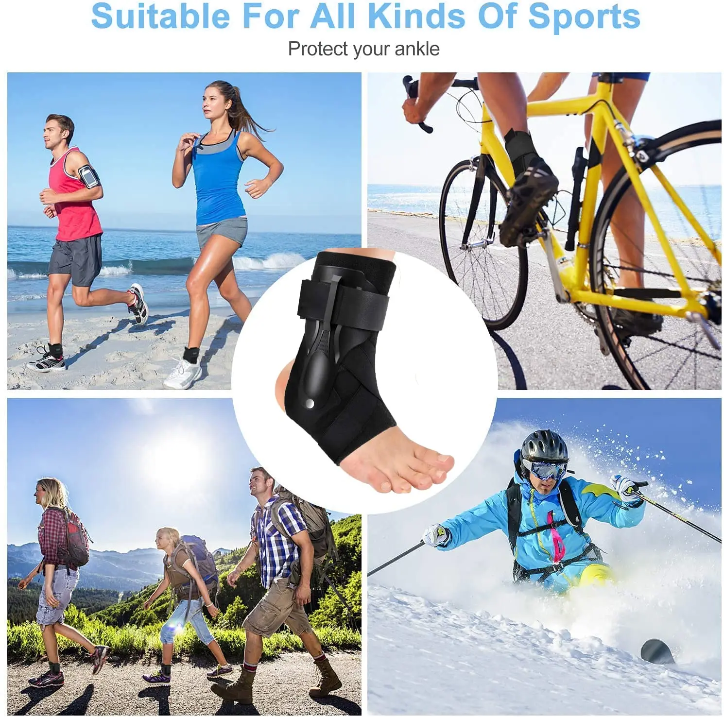 HKJD Adjustable Wraps Orthopedic Compression Ankle Brace Support  Protection Sprain Ankle Brace Basketball For Men And Women