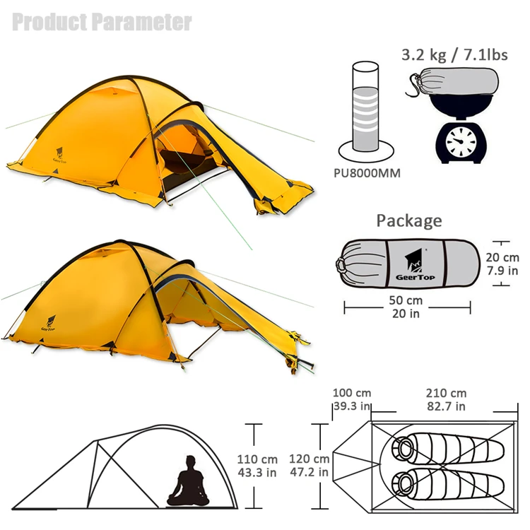 Geertop Wholesale Backpacking 4 Season Alpine Design Durable Ultralight Camping Tent