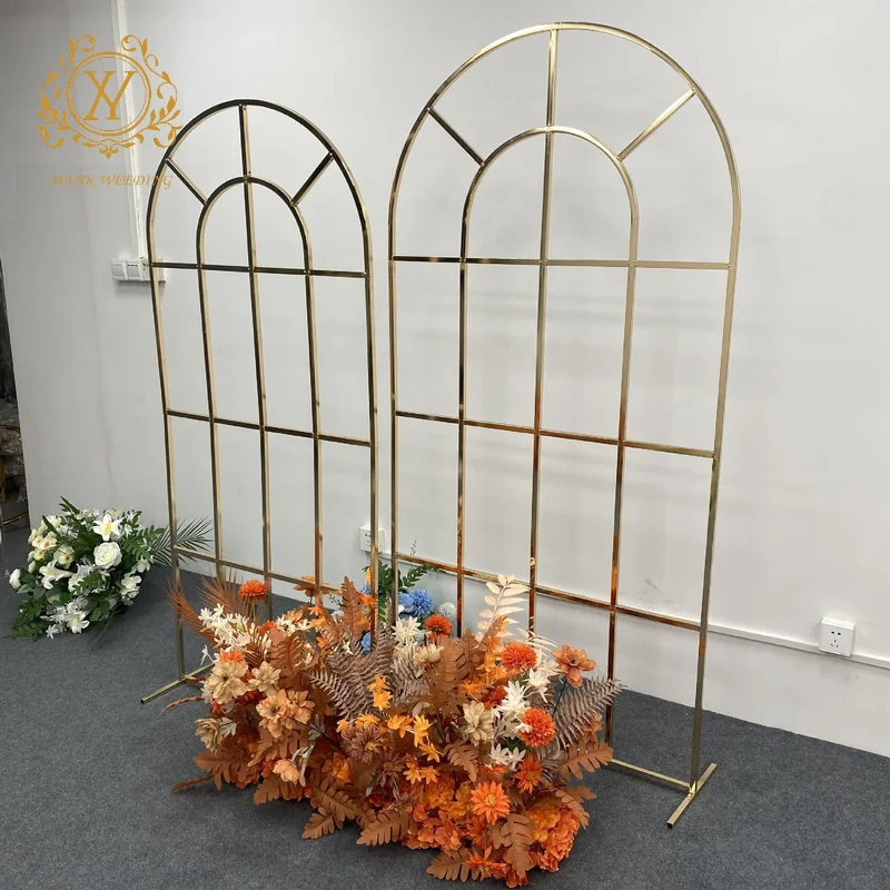 Geometric Iron Metal Gold Arch Backdrop Wedding Reception Decoration Background Frame Flower Stand Arch for Wedding Party Event