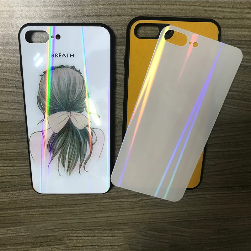 2D tpu +pc phone case For Samsung A82/A22/A52/A72/A32-4G,Gradient Laser Rainbow Sublimation blank glass Phone Case