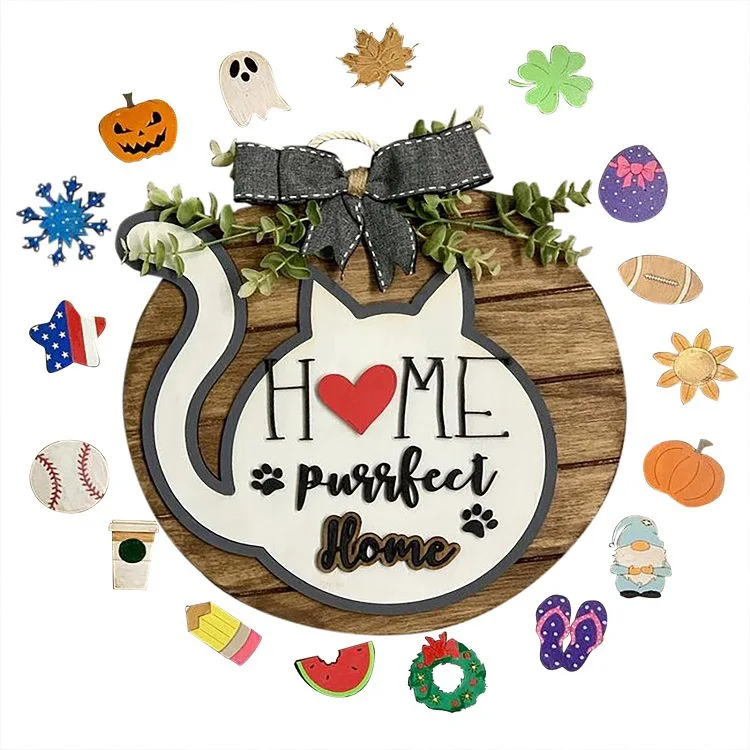 2021 Hot Sale Round Home Accessories Welcome Door Sign Decoration Wooden Carved 100% Hand Crafted Round Shape Antique Imitation
