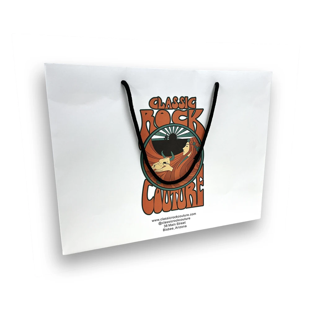 Luxury Ribbon Handle Boutique Shopping Packaging Customized Printed White Euro Paper Gift Bags With Logo