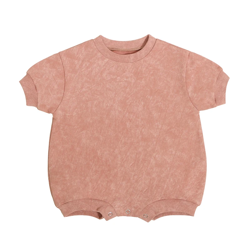 Best Selling Baby Clothes Hoodie Batik Snap Button Summer Knitted  Blank Short Sleeve O-Neck Baby Rompers