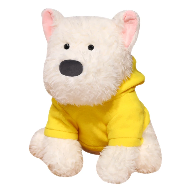 custom New Design Hoodie West Highland Dog Plush Stuffed Animal Puppy Soft Toys Gift for Kids