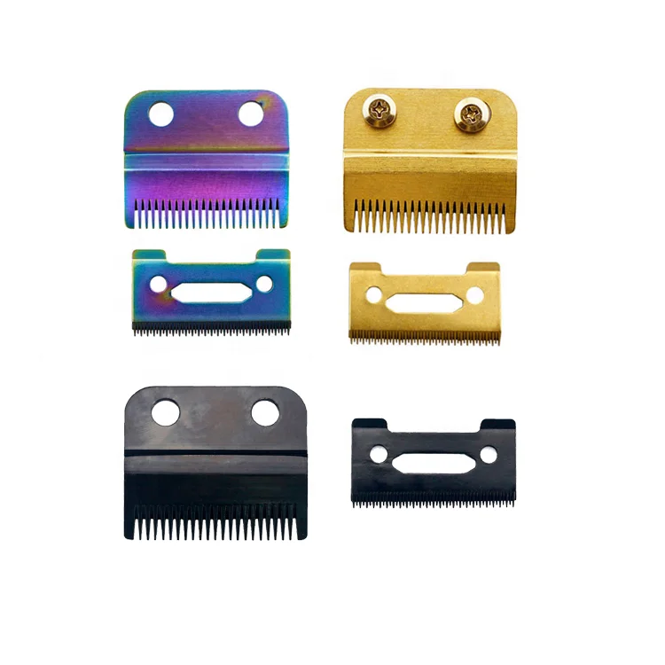 Barberi DHair Wholesale Supply Gold/White/Rainbow/Black Stainless Steel Trimmer Blades Set Sharpener Hair Clipper Blade for 8148