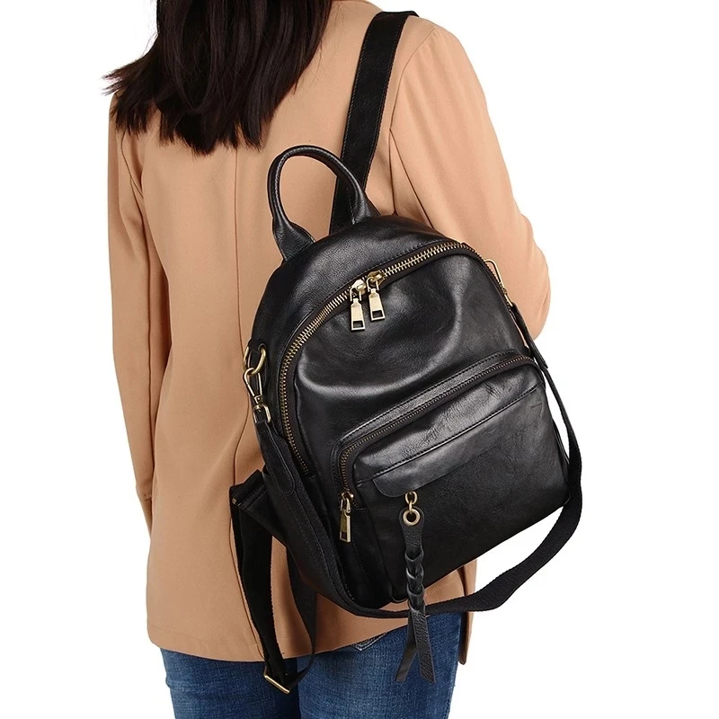 Luxury Genuine Leather Women Backpack Vintage Style Lady Travel Shoulders and Backpack Girl School Bag Female Leather backpack