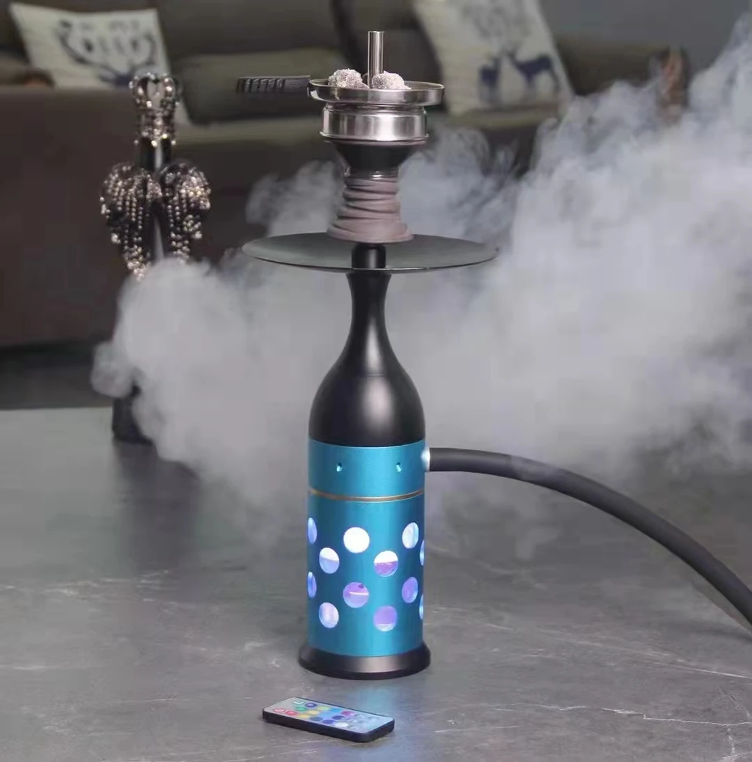 LED Light Aluminum Water Bottle Design Shisha Hookah Portable Hookha Smoking Hookah