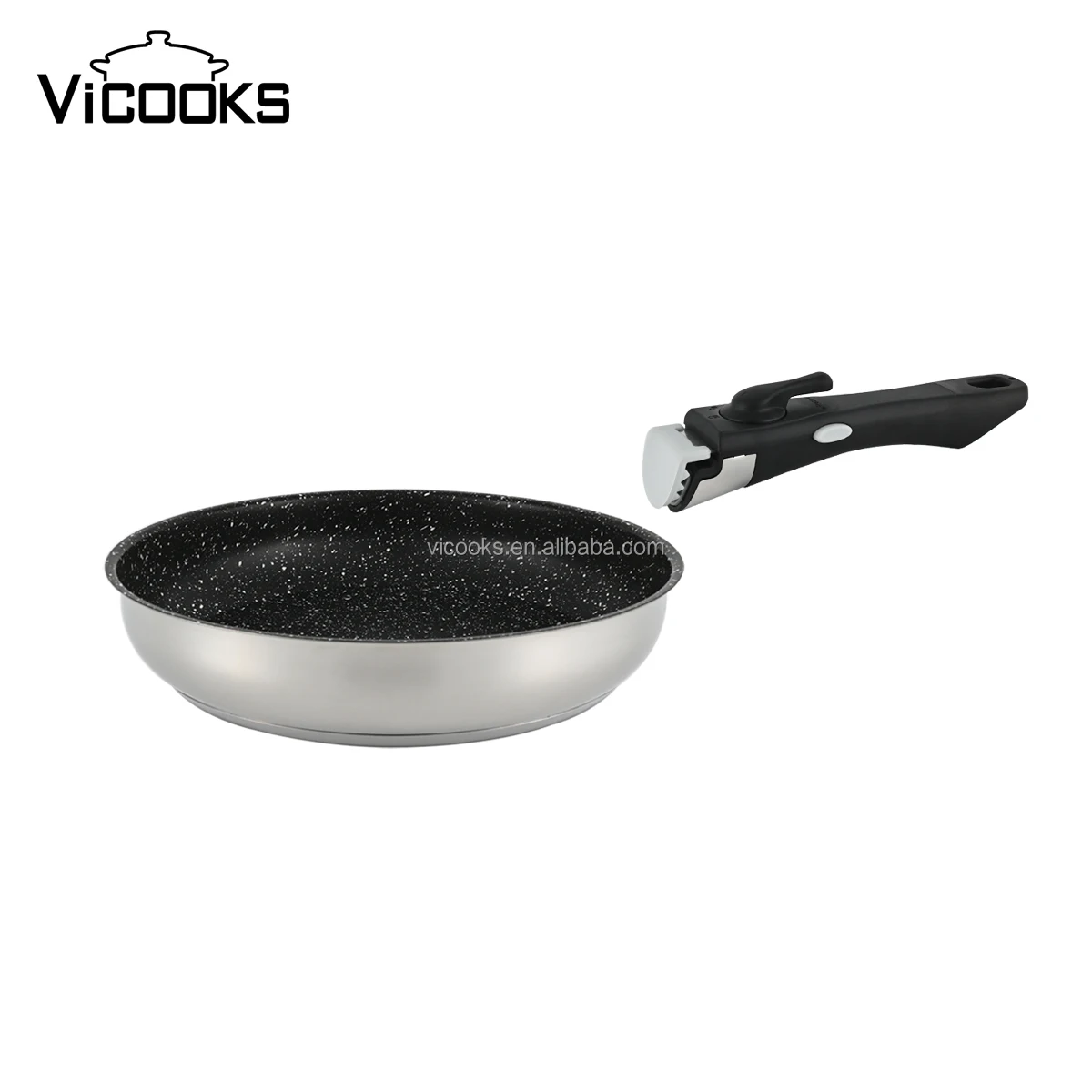 12V Inch Frying Pan Stainless Steel Double Nonstick Electric Non Oil Frypan With Removable Handle