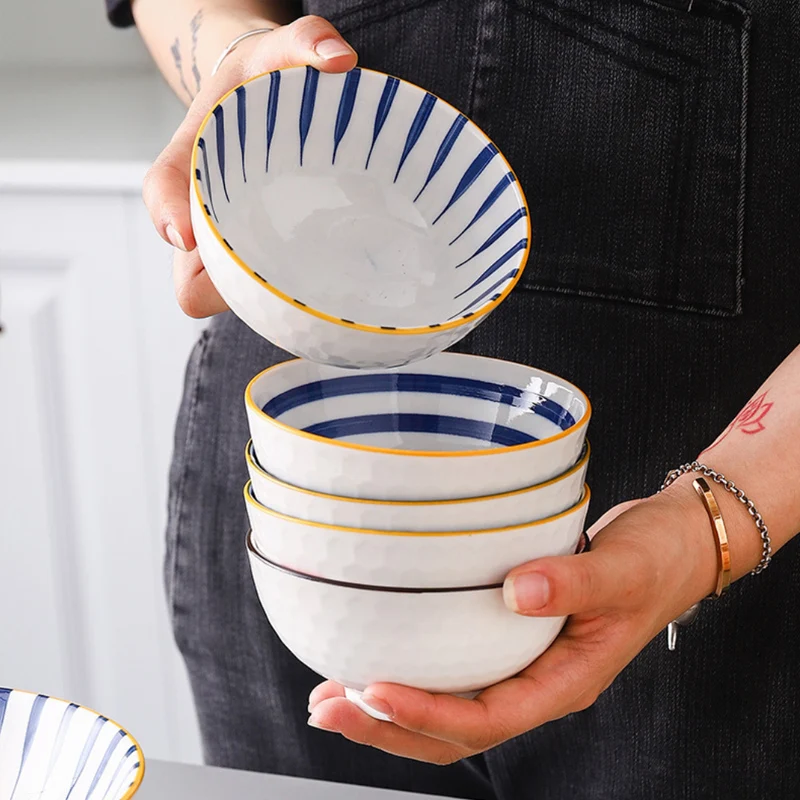 Factory Direct Japanese Korean Style 8 Inch Hand Painted Porcelain Rice Ramen Bowl