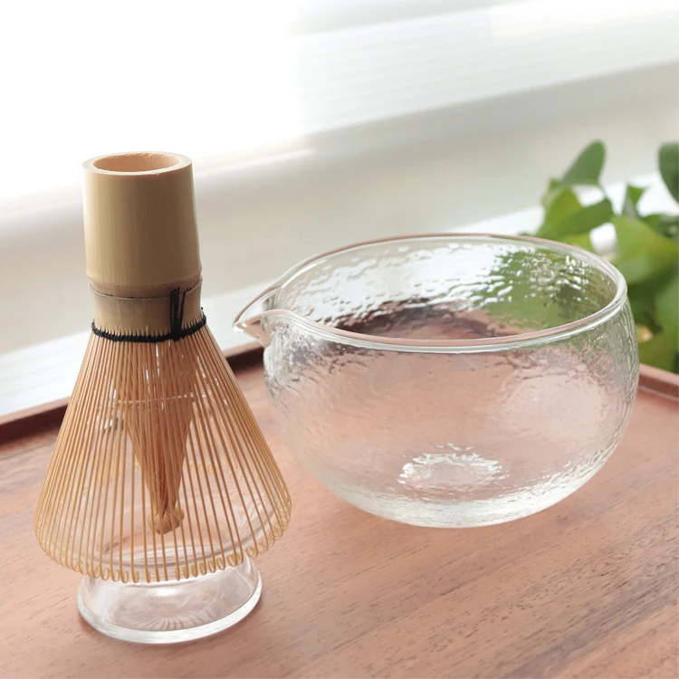 Estick Tea Ceremony Set 2 Layers Bowl Crystal Fruit Candy Salad Tea Double Wall Matcha Glass Bowl for Tea Handmade Dessert Glass