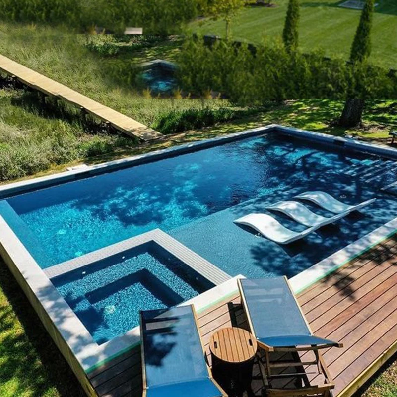 garden modern new design long swim pool spa family water play fiberglass large rectangular inground swimming pool