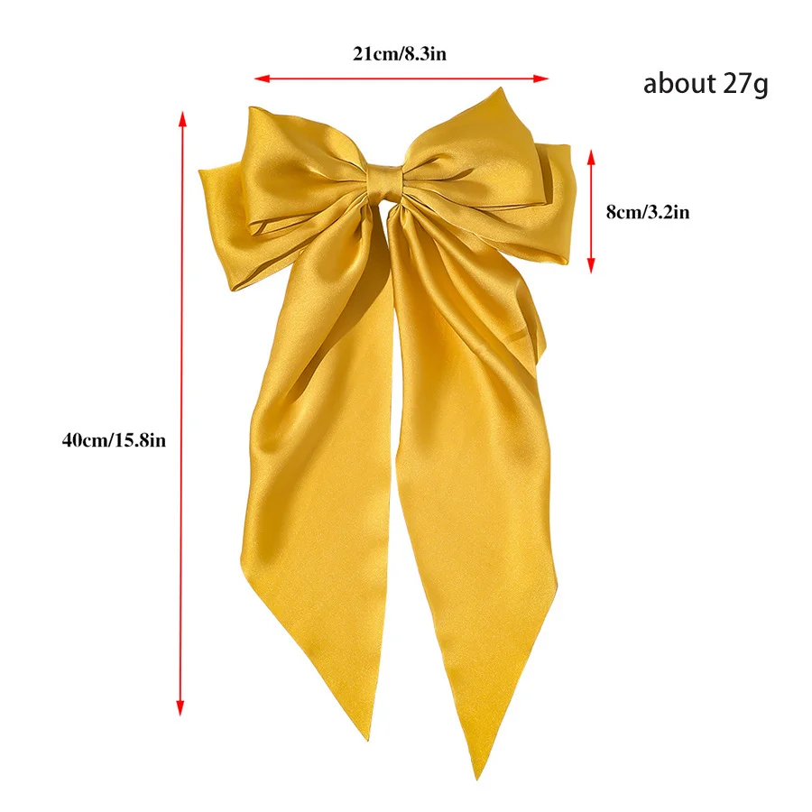 Q&Y Vintage Big Large Satin Silk  Butterfly Bow Hair Clip For Women Long Ribbon Korean Hairpins Barrette Hair Accessories Girls