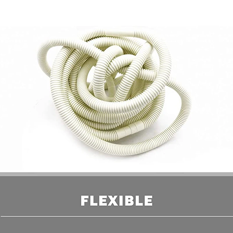 50m UV protection air conditioner PVC corrugated plastic flexible drain hose AC drainage pipe