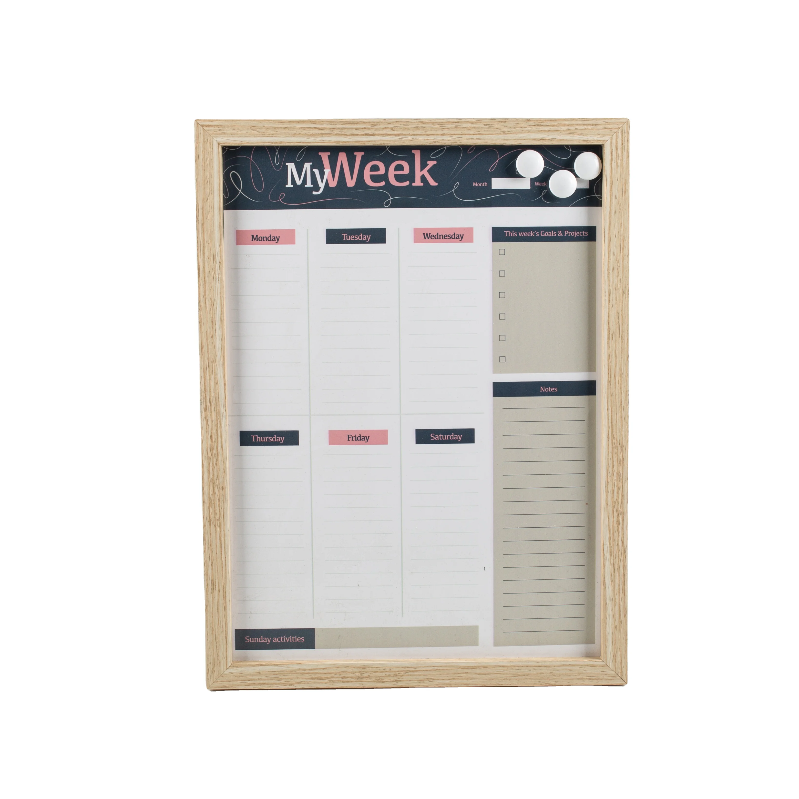 Sofine wall mount My Week planner writing whiteboard magnetic framed dry erase board