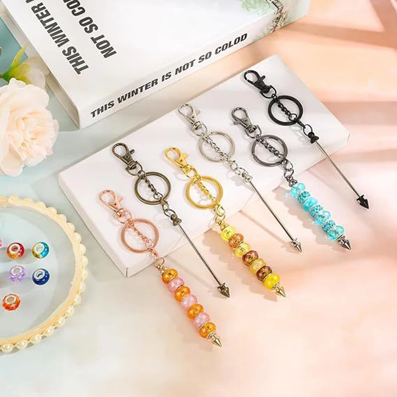 Fashion Metal DIY Blank Key chain Bar Handmade Beads Key accessories Crafting Jewelry Accessories Promotion Bead Key chain