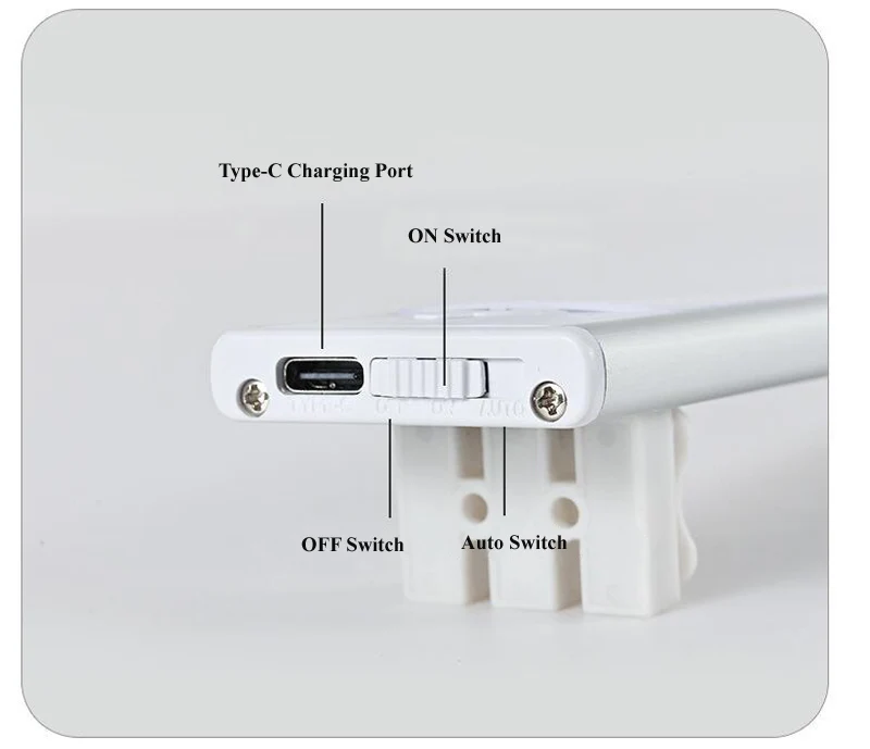 3 Light Colors Human Body Induction Type-C USB Charging Soft Light Stepless Dimming LED Cabinet Light Sensor Night Lamp