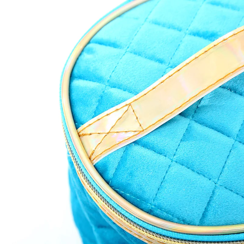 Wholesale Winter Portable Travel Daily Quilted Wash Organizer Bag Makeup Suitcase For Women Vintage Velvet Ladies Cosmetic Bag