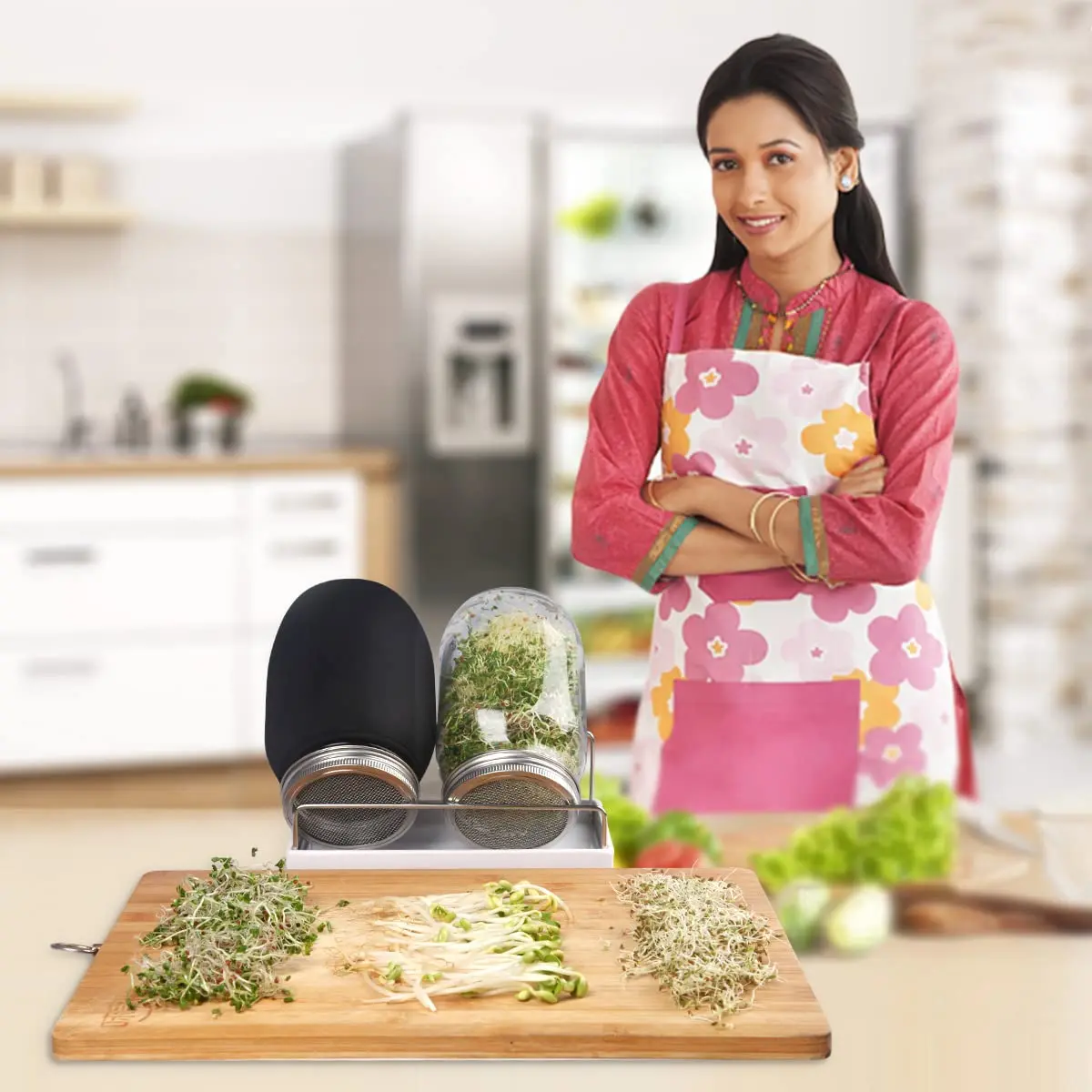 Best Seller Kitchen Gadgets 2 Pack Large Complete Wide Mouth Mason Canning Jar Sprouting Set Kit with Lids