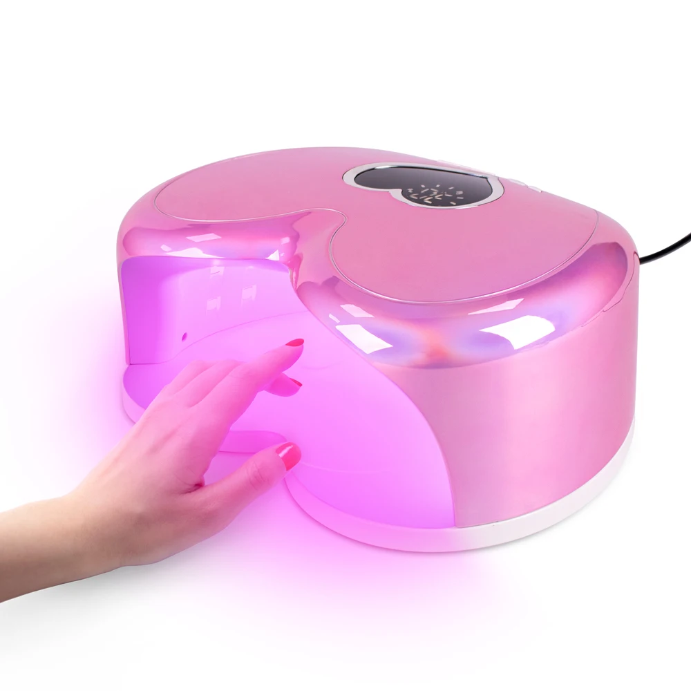 White heart shape 96W Hybrid Pro Cure UV-LED Nail Lamp Dual red light gel polish machine with custom logo