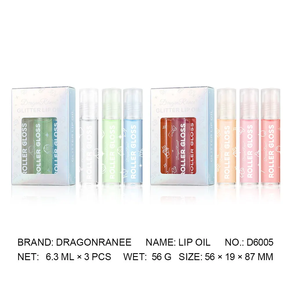 Lip Gloss Three Piece Set Transparent Lip Gloss Thin Flash Coating Box Moisturizing Lip Oil