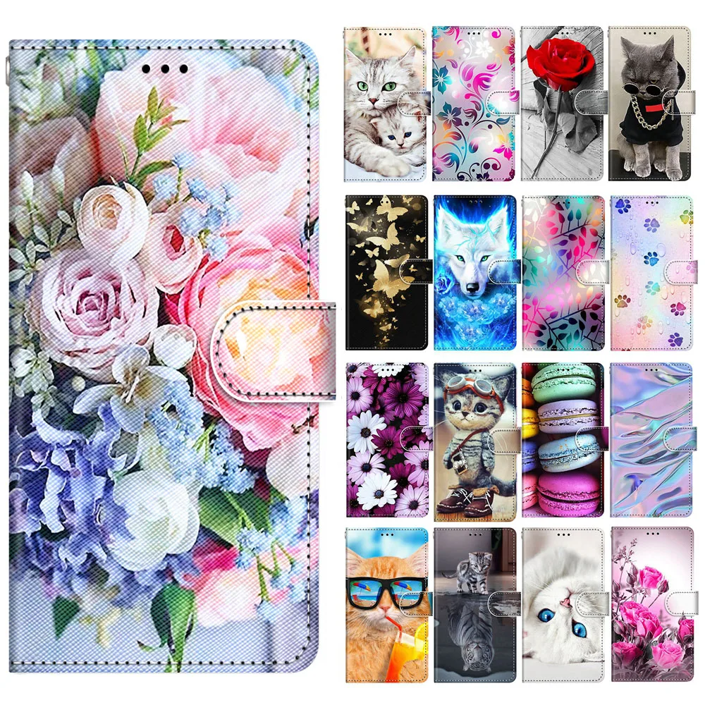 Case for Funda Samsung Galaxy A20 E A50 A20S A10 A20 A30 S A40 A70 A51 A 52 Case Cute Cat  Wallet Leather Phone Cover