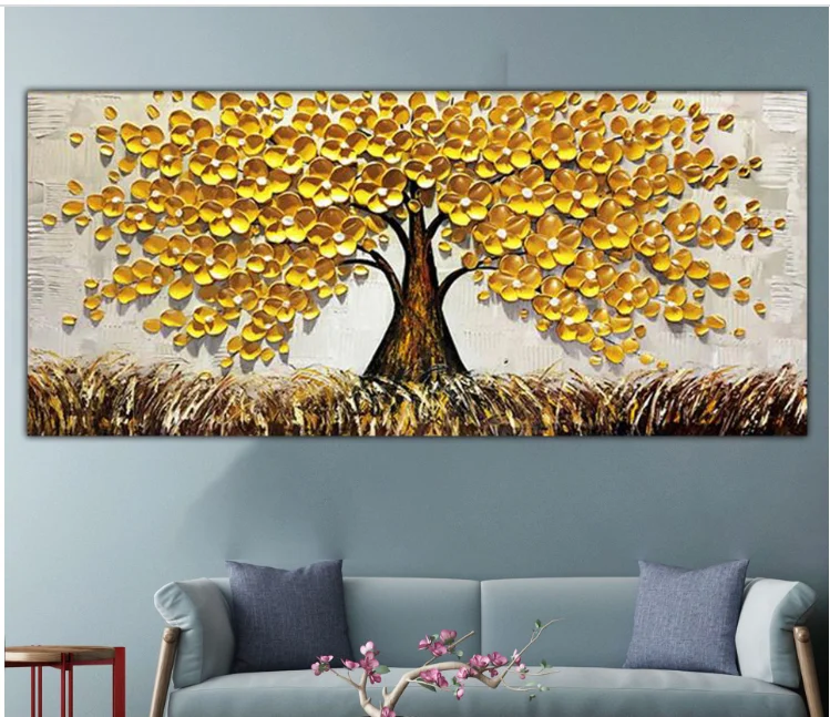 Nordic Textured Wall Art Print Flower Art Decorative 3d Metalli Textured Wall Art Abstract Tree Canvas Oil Painting