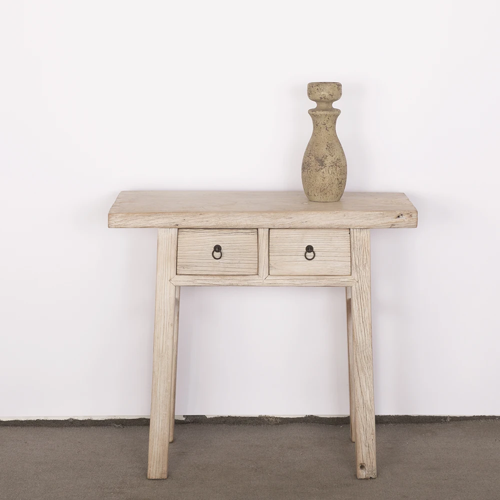 vintage white washed distressed living room furniture Chinese antique solid wood console table