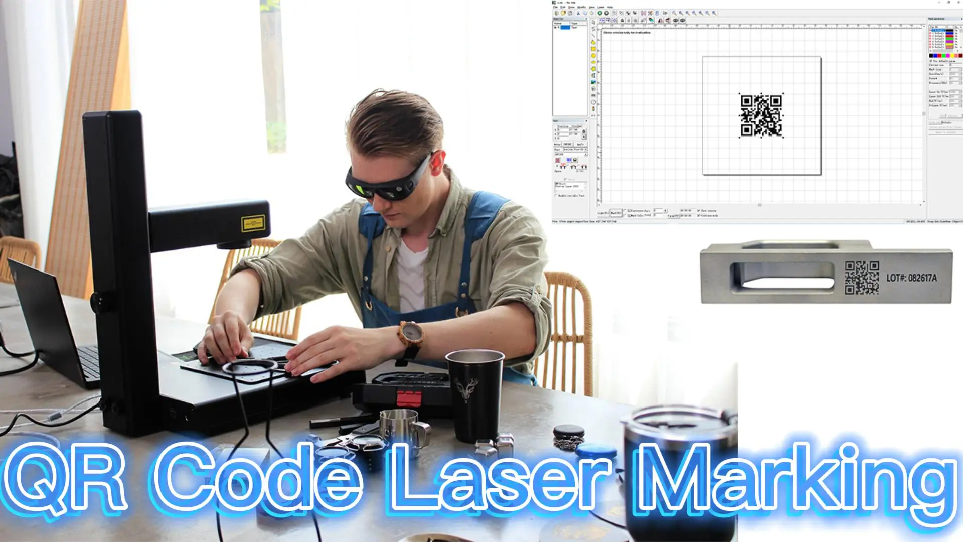 Portable 2D QR Code Data Matrix Metal Plastic Laser Marking Engraving Machine