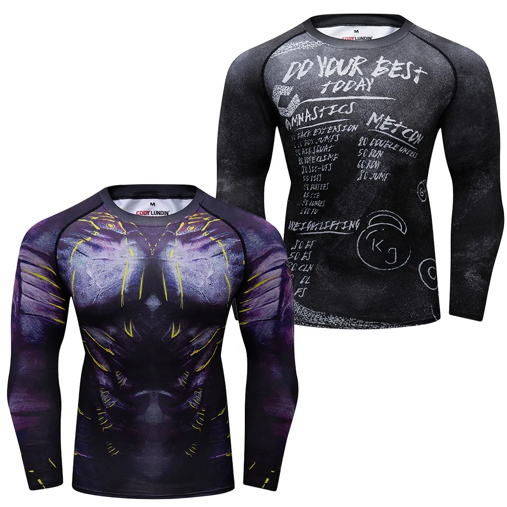Cody Lundin Men Sunscreen Swimming Surfing t shirt Rashguard For jiu jitsu Bjj Male Gym fitness Quickly Dye Compression Shirts