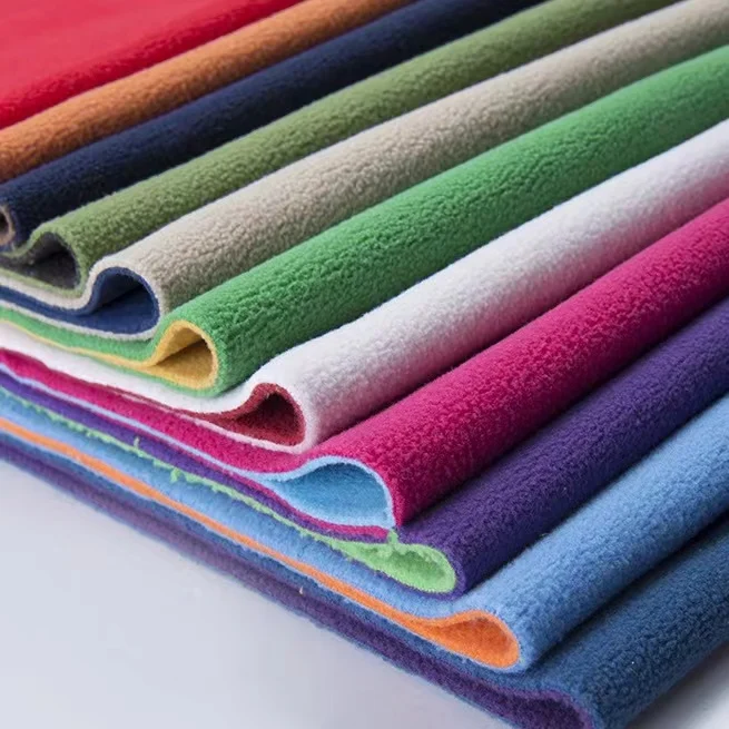 150-280 GSM  Double Souring 75D Shirt Hoodie Fabric Double Side Brushed Comfortable One Side Anti Pilling Micro Fleece Polar Fle