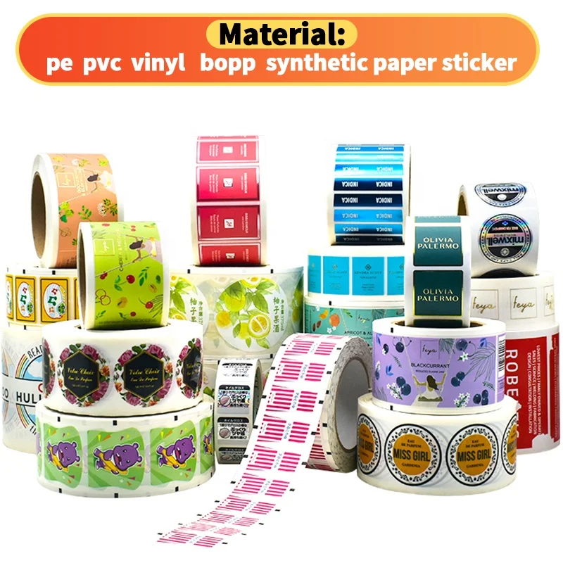 PVC vinyl self adhesive die cut round label customized circle logo sticker for food package