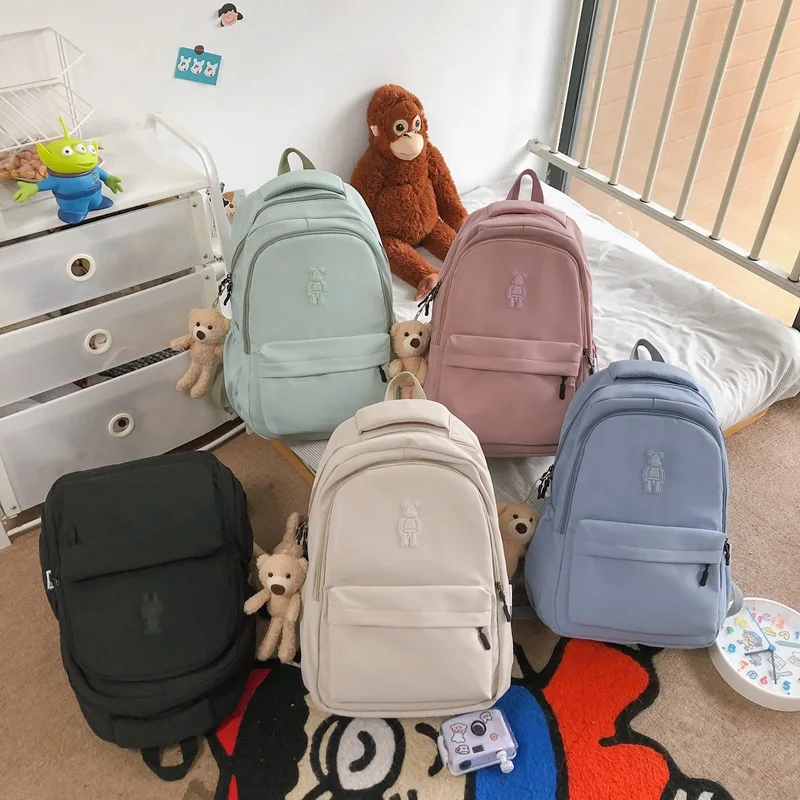 2022 summer new shoulder bag Korean girls backpack solid color large capacity student schoolbag