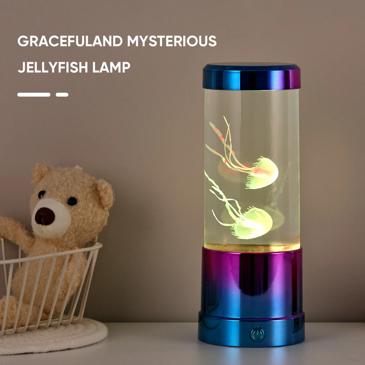 Newly Small party Kids rotundity Colored glaze plastic base kid gift home party decor led jellyfish Light
