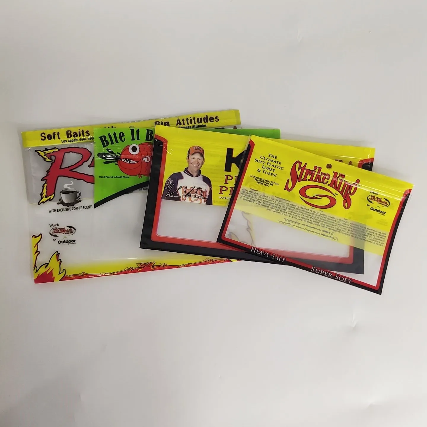 MOQ 500pcs digital print custom zipper bag plastic transparent ziplock fishing lure packaging bag baits with hole