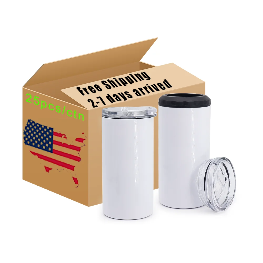 FREE Shipping white blanks 16oz stainless steel insulated  wine beverage drink tumbler 4 in 1 can cooler sublimation