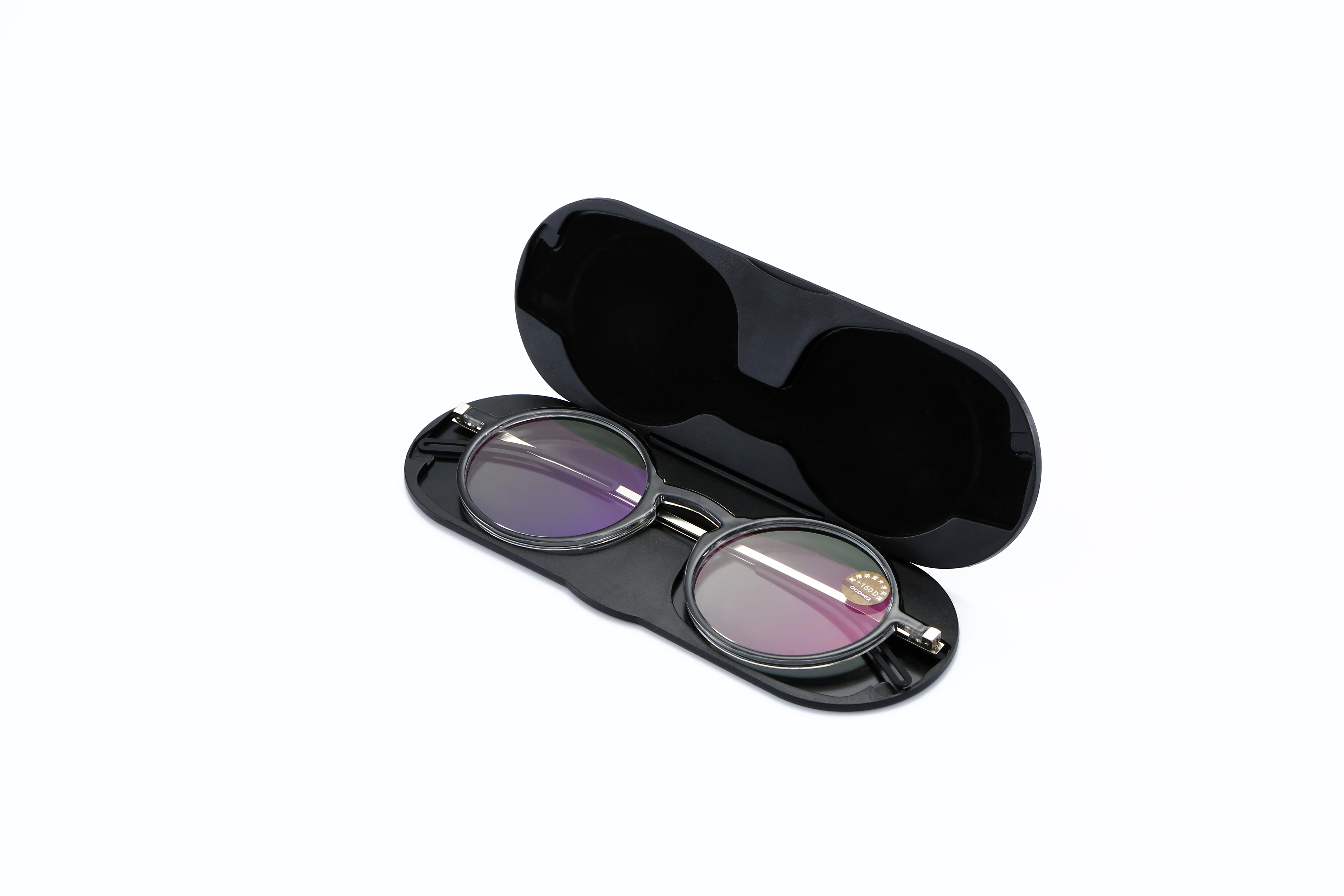 Italy design  mini lady anti blue light round metal reading glasses with case