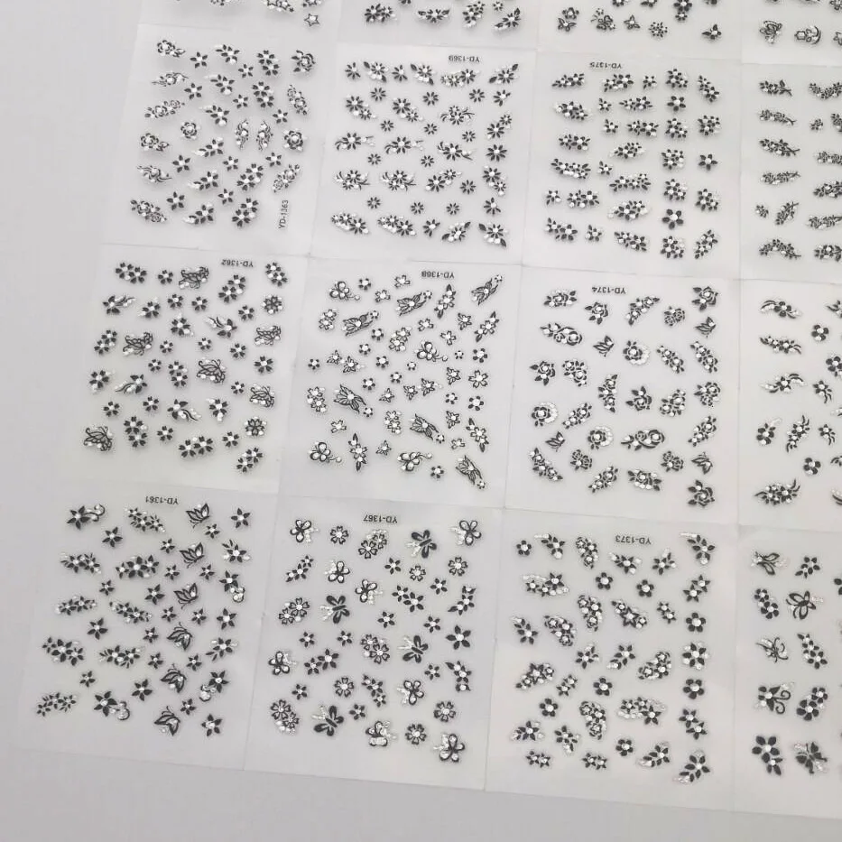 Wholesale Vendor 3d Nail Diy Hand Paint Nail Decal  Mixed Flowers Sticker Water Decals Nail Art Decals Sticker