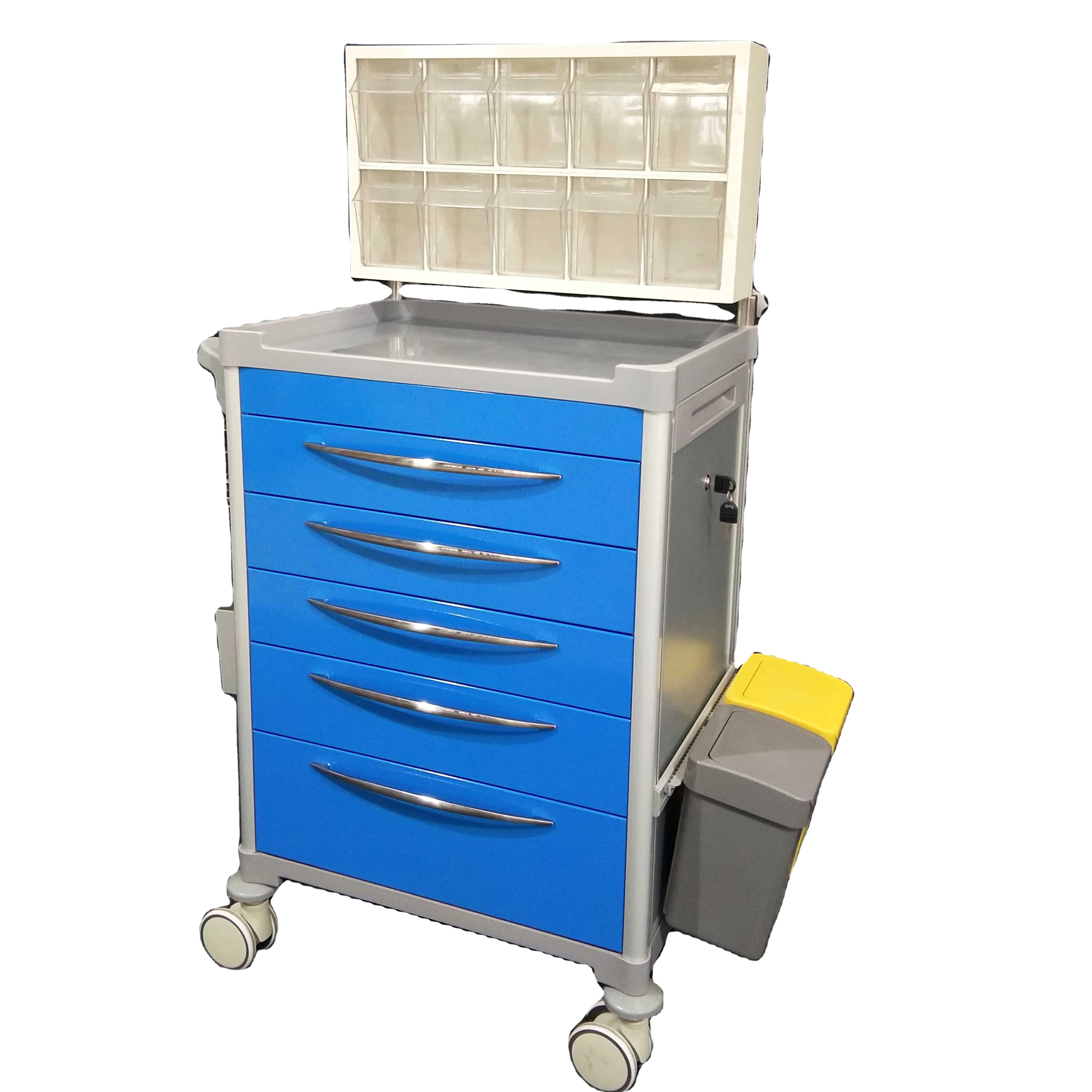 Healthcare ABS Medical Lockable Cart Metal Anesthesia Trolley
