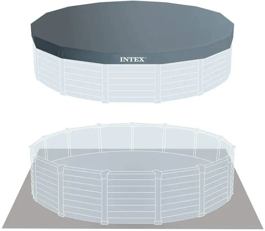 Intex 26384 Round  Above Ground Swimming Pools  Graphite Gray Panel Pool Set Outdoor Family Garden Pools